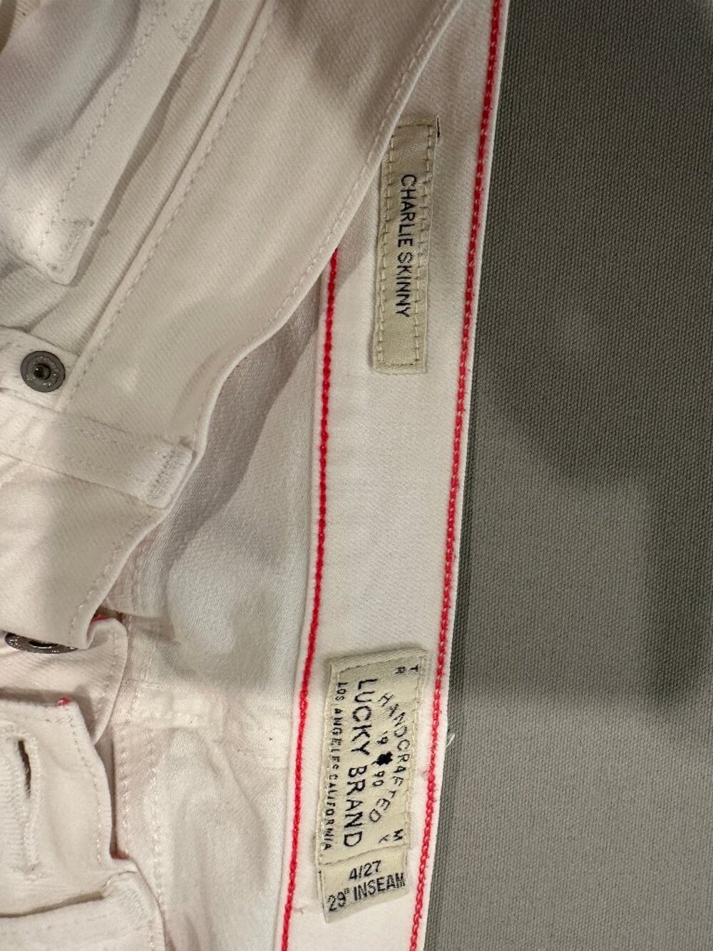 Lucky Brand Charlie Skinny 4/27 with 29" inseam white jeans